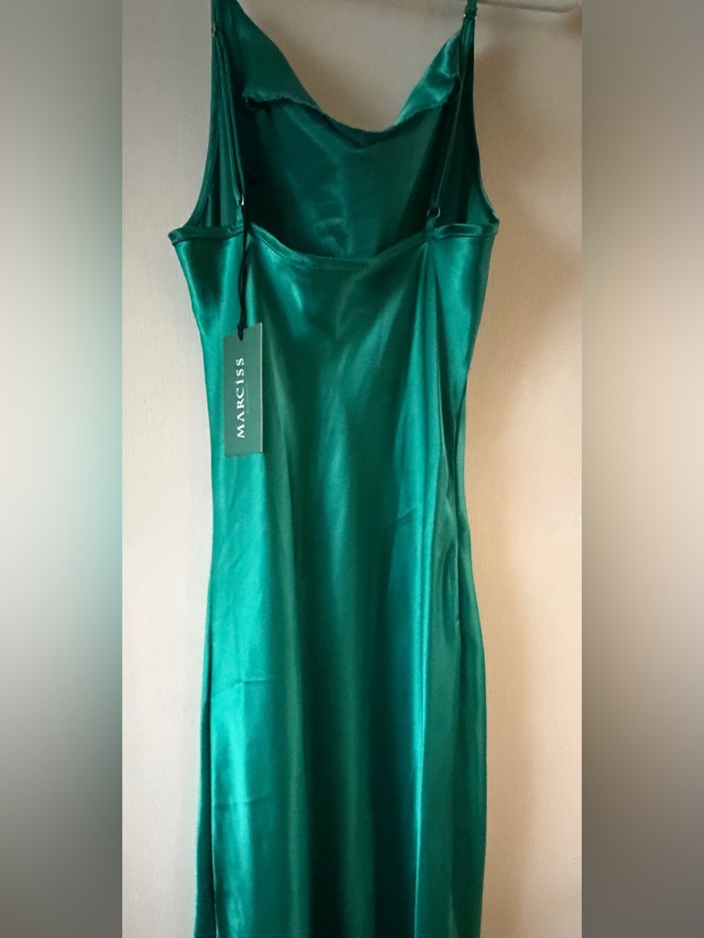 Marciss Emerald Satin Slip Dress NWT
